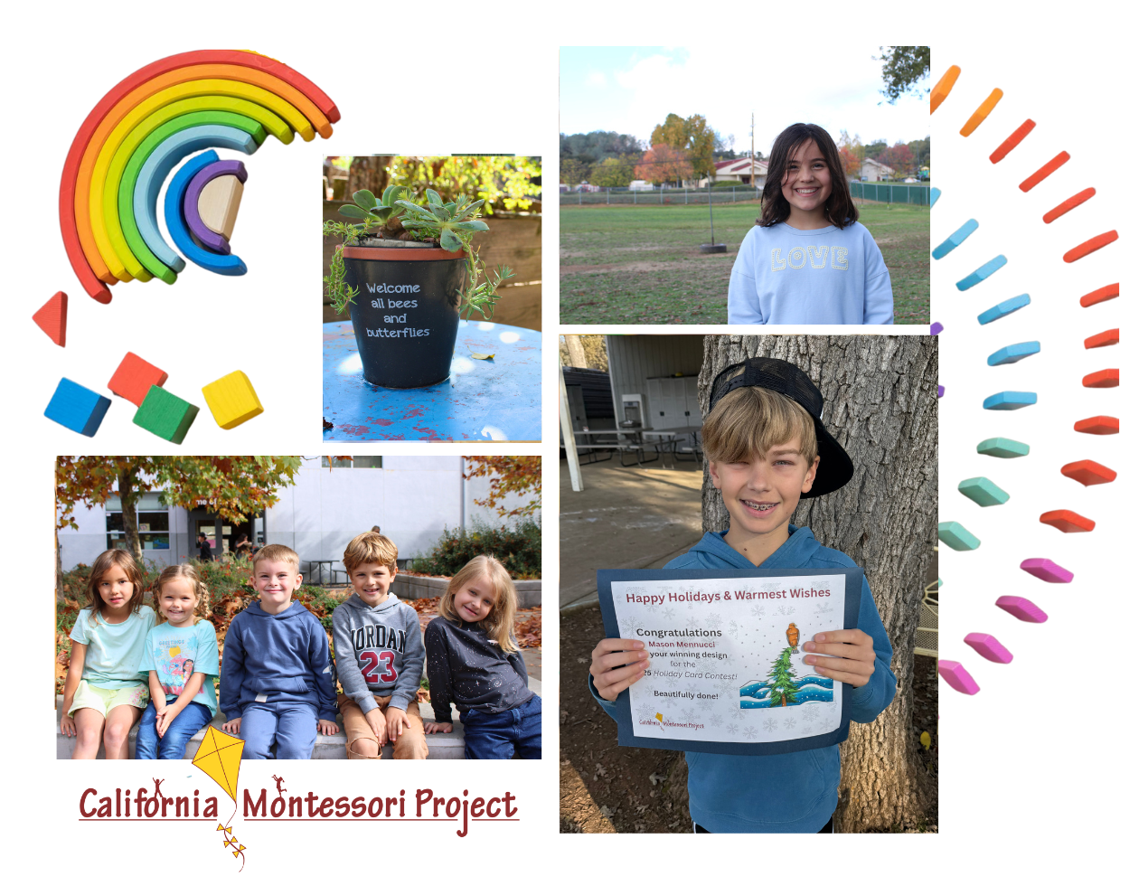 Students sitting out, looking at the camera and holding certificate. 